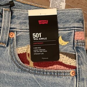 Free people Signature by Levi Light Straight Jeans desert embroidery SOLD OUT